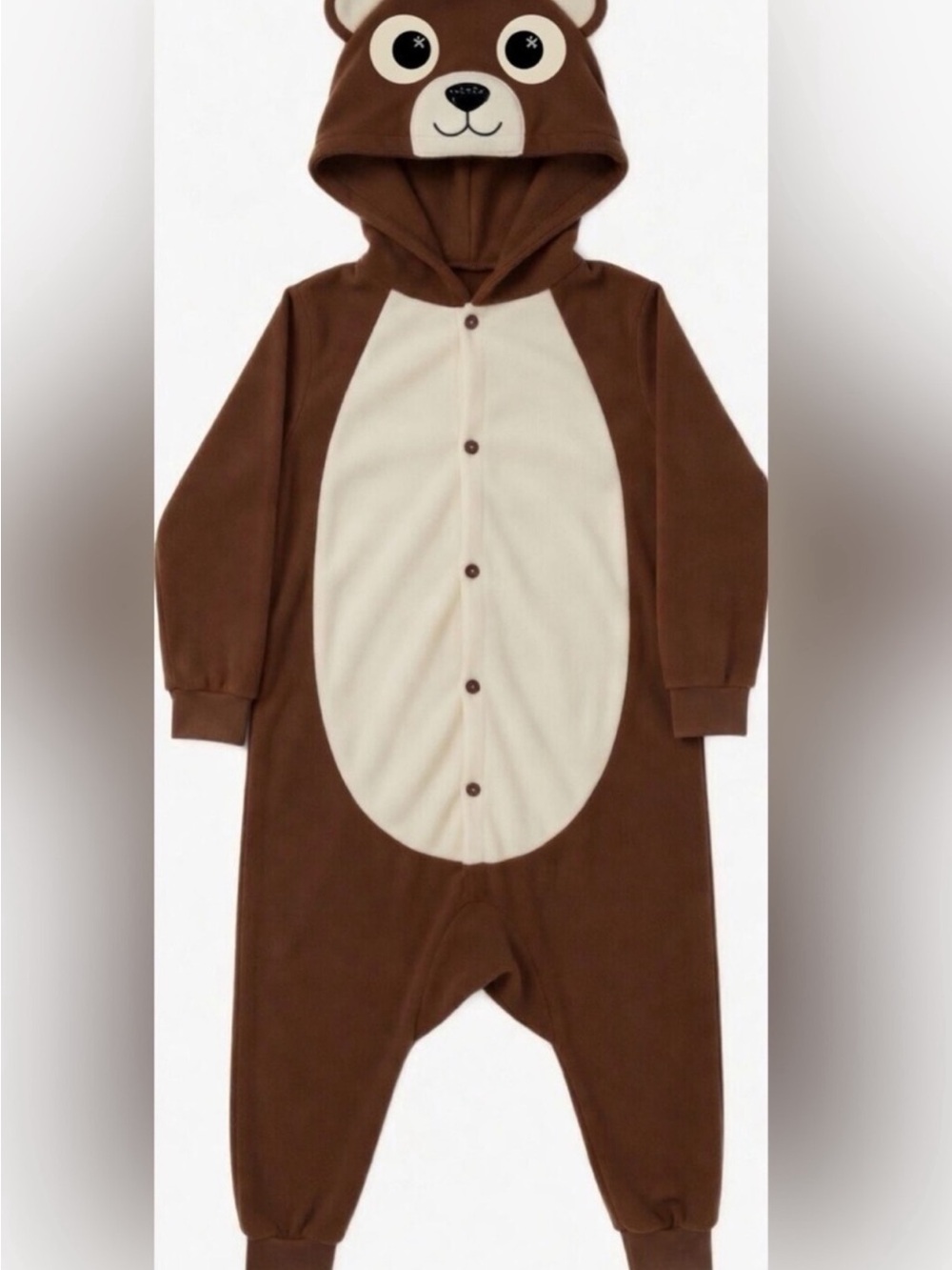 Kids Brown Bear Monkey Animal Onesie Pajamas Costume Fleece Jumpsuit Size 10 12